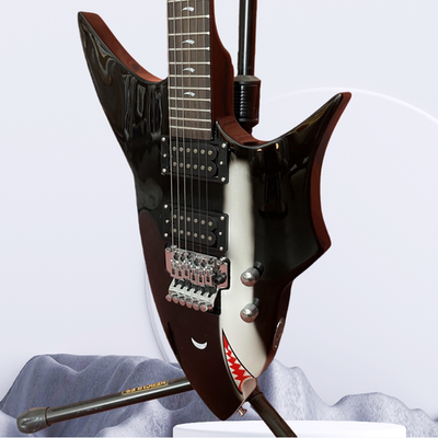 #ad Black Jay Turser Shark Electric Guitar H H Pickup Floyd Rose Bridge Chrome Parts $255.00