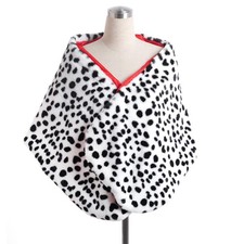 Dalmatian Scarf Women Faux Dalmation Stole Black White Coat Fancy Dress Costu