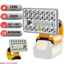 18W 2000LM Rechargeable LED Work Light Jobsite Flashlight for Dewalt 18V Battery