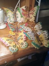 Six Vintage Metal Butterflies. Wall Art Indoor/Outdoor 9"X7"