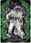 2025 PANINI SELECT JUSTIN JEFFERSON SUITE LEVEL GREEN PRIZM CASE HIT 2/5 SSP