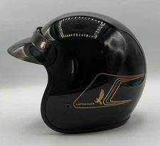 Arthur Fulmer Vintage AF40 Eagle Motorcycle Helmet Gold Eagle / Stripes on Black