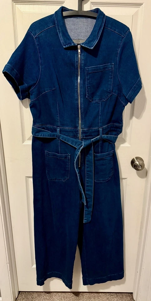 Anthropologie Maeve Colette Weekend Blue Denim Jumpsuit Plus 16W, Wide Legs - Image 2 of 4