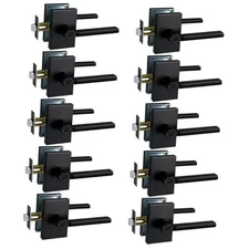  Long Plate Bed and Bath Room Door Lever for 10 Pack Matte Black BED & BATH