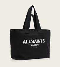Image of Allsaints Ali Black Canvas Large Tote Bag ,Dual Handle Strap , New