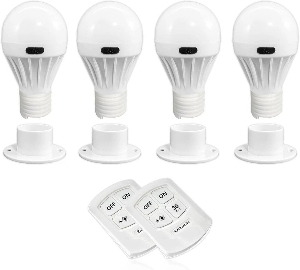 Versatile 4-Pack Battery Powered LED Bulbs - 200 Lumens with Magnetic Attachment - Image 3 of 4
