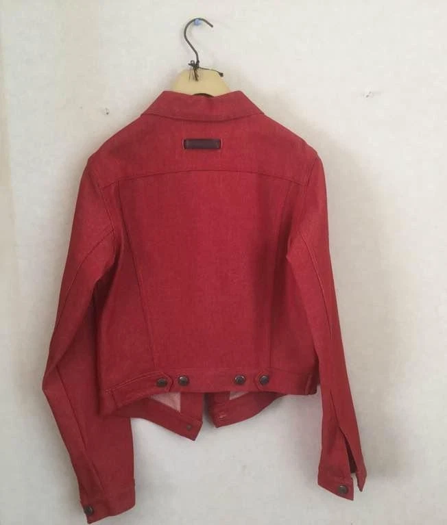 Gucci giacca denim rosso G tuta jeans taglia 38