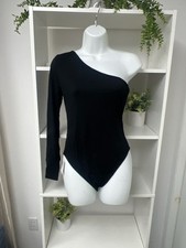 Black One-Shoulder Long Sleeve Bodysuit