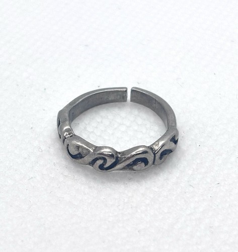 Waves Tropical Beach Design Toe Ring Sterling Silver Size Adjustable