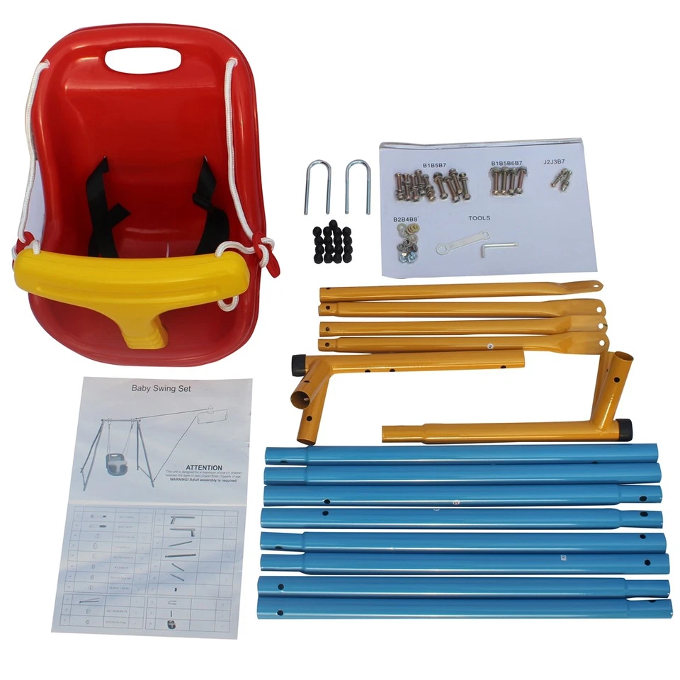 Juego de columpios de metal para bebés pequeños - uso en interiores/exteriores con cinturón de seguridad para patio trasero Foto 3 de 4