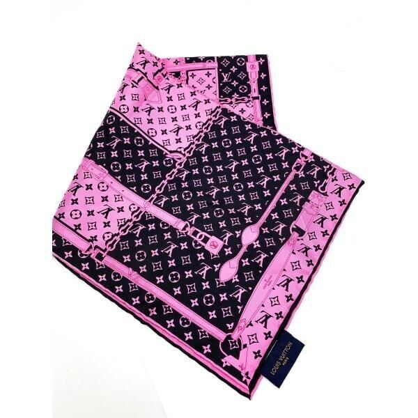 Louis Vuitton M77352 Silk Scarf Rose Fluo Carre Monogram Louis Vuitton M77352 Silk Scarf Rose Fluo Carre Monogram