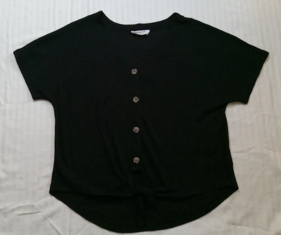 Double Zero Textured Shirt With Tie Size Large Black - Image 2 of 4