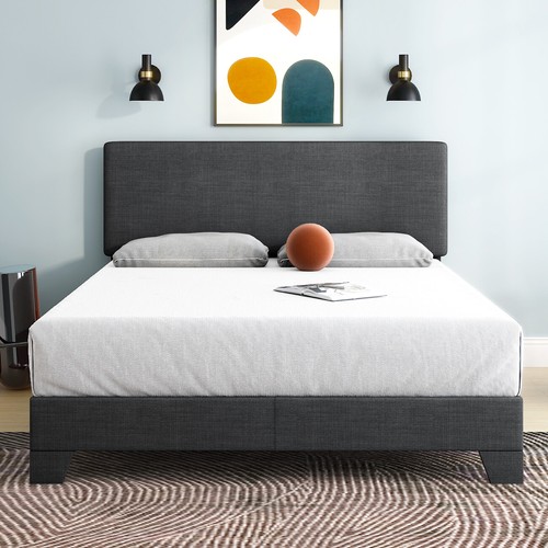Full Queen King Size Upholstered Platform Bed Frame with Adjustable Headboard - Picture 50 of 118