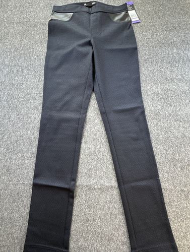 DKNY Pants Womens X-Small Blue Geometric Ponte Pull On Faux Pockets New