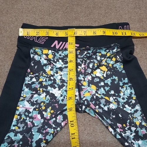 Nike Girls Training Leggings Black Multicolor Paint Splatter Design Medium - Picture 8 of 9
