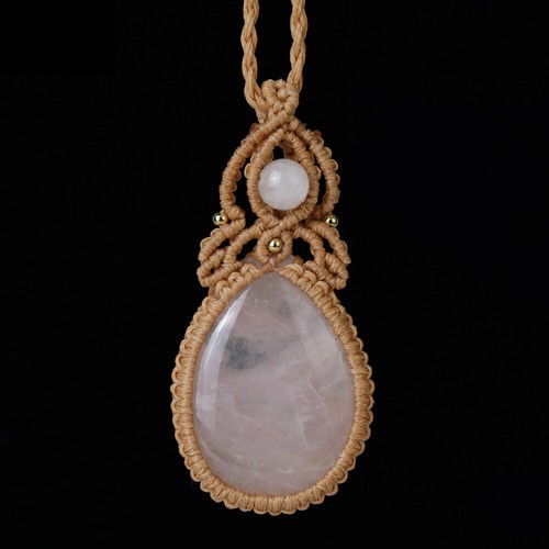 Natural Crystal Quartz Stone Pendant Thread Rope Wrap Braided Macrame Necklace - Picture 19 of 20