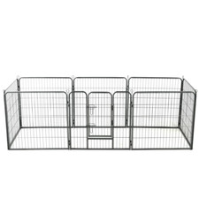 NNEVL Dog Playpen 8 Panels Steel 80x80 cm Black