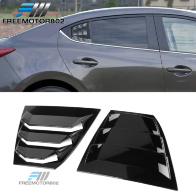 ABS Plastic Carbon Fiber Look Quarter Scoop Cover Vent By IKON MOTORSPORTS Side Window Louvers Fits 2014-2018 Mazda 3