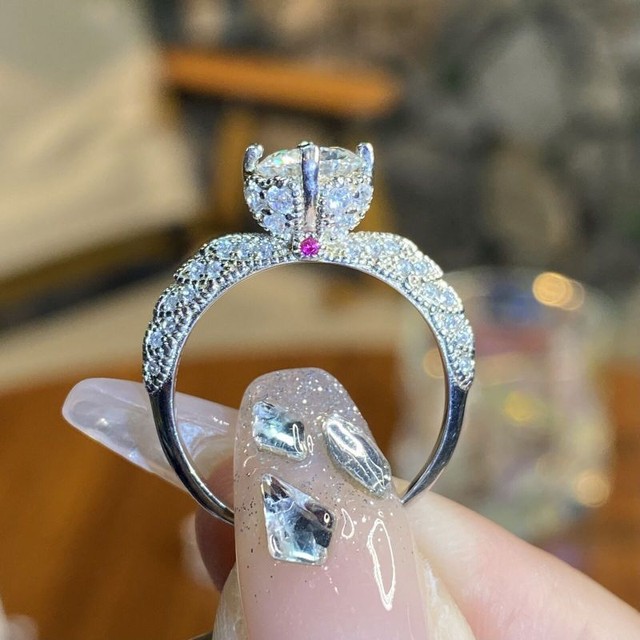 1CT Ali Angelo Moissanite Anelli Diamanti Reali Argento Sterling 925 Gioielli Ragazza 1CT Ali Angelo Moissanite Anelli Diamanti Reali Argento Sterling 925 Gioielli Ragazza