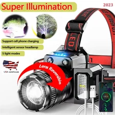 Linterna Frontal LED Super brillante Recargable USB Lampara de Cabeza Con Zoom