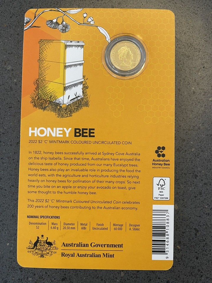 2022 Australian Honey Bee 'C' Mint Mark 2 Coin On RAM Card eBay