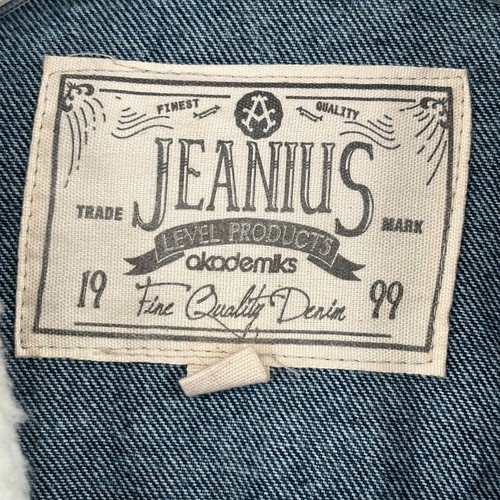 Akademiks Jean Jacket Men Medium Indigo Acid Wash Fleece Collar Sherpa Trucker - Picture 2 of 14