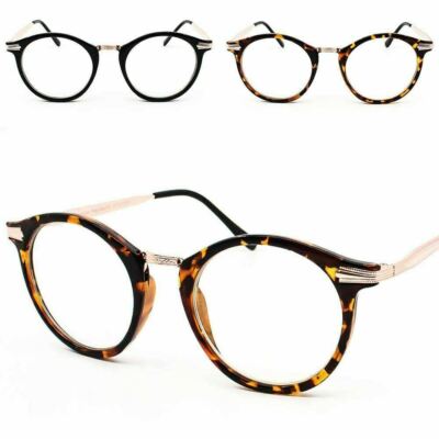 Unisex Oval Round Slim Frame VTG Clear Lens Preppy Glasses UV400