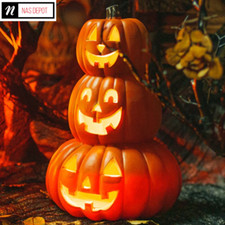 Halloween Large Pumpkin Led Lamp Lantern Decoration Ghost Face Outdoor/Indoor UK