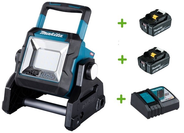 Makita ML003G Led Baustrahler Akku Leuchte + 2X Akku 18V 5Ah + LadegeräT-image