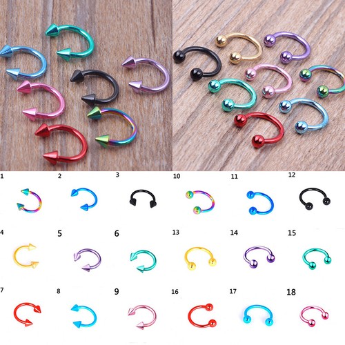 Nose Ring Small Thin Lip Ear Fake Body Piercing Black Silver Surgical Steel Hoop