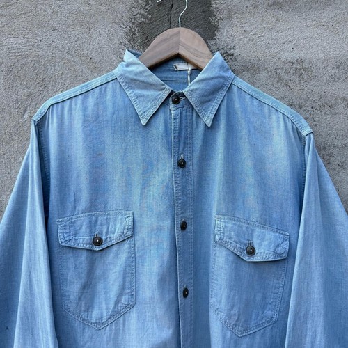 Camicia Chambray anni 40 US Navy pre/prima guerra con tasche a patta - Foto 3 di 7