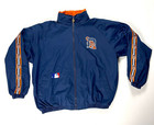 Vintage Detroit Tigers Pro Player Mens Windbreaker Jacket Blue Sz Xl Mlb Lined