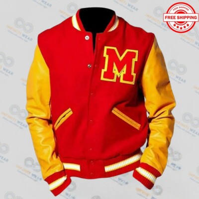 Men's Michael Jackson MJ Thriller Red & Yellow Varsity Letterman Bomber jacket |