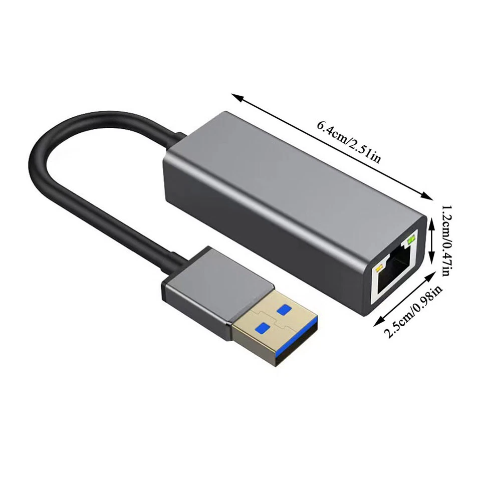 USB-3.0 to Ethernet RJ45 LAN Network Cable Adapter PC MAC10/100/1000 Gigabit Hub - Image 3 of 4
