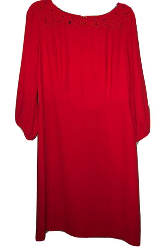 Talbots 12 NWOT Eyelet Trim Red Dress classic long sleeve Knee Multiple Sizes! - Picture 5 of 15