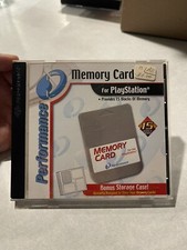 Performance Gray Memory Card W/ Storage Case PlayStation 1 PS1 4 Memory Cards