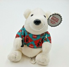 Collectible 1997 Coca Cola Bean Bag Plush Polar Bear in Argyle Shirt Style 0131