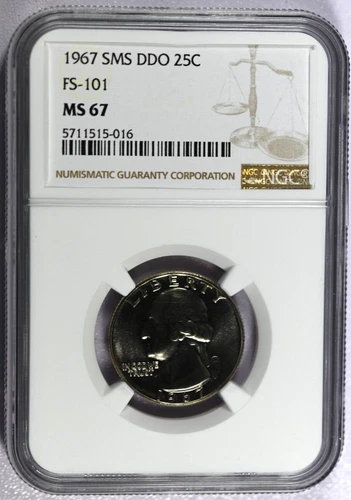 1967 NGC MS67 SMS DDO FS-101 Washington Quarter