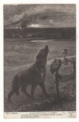 AK: STÄRKER ALS DER TOD - HUND UND MEISTER - KRIEG 1914-1918 - MILITARIA