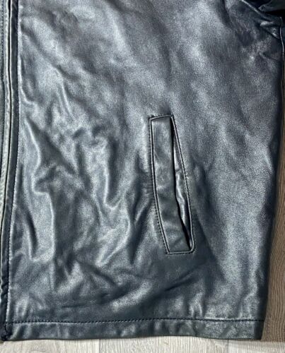 Giacca da aviatore bomber Tommy Hilfiger vintage uomo taglia XXL pelle nera anni 90 Y2K - Foto 3 di 23