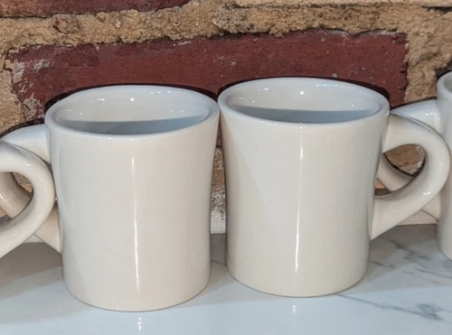 Buffalo China Heavy Restaurant Diner Ware White Coffee Mug Logo New Set of 2