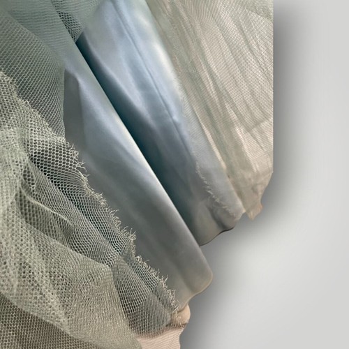 Vintage Dress 1930s Strapless Beaded Ball Gown Light Blue Chiffon Rhinestones J - Picture 9 of 13