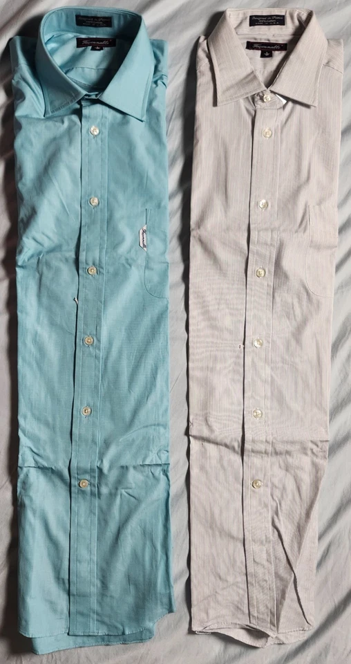 Лот из 2 Faconnable мужской платье рубашки многоцветный размер 4 16R сделано в США хлопок - Изображение 3 из 4