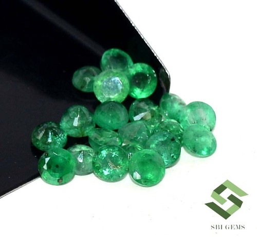3.75 mm Natural Emerald Round Cut Lot 19 Pcs 4.14 CTS Untreated Loose Gemstones - Picture 5 of 5