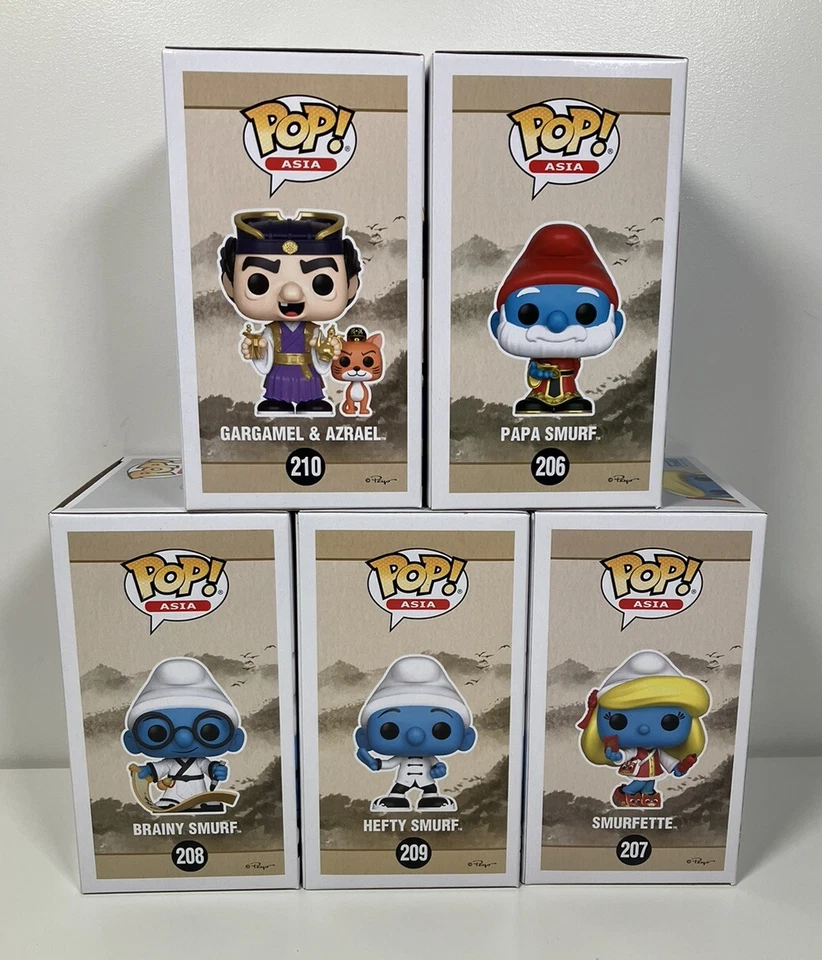 Los Pitufos 206-210 Brainy Fuerte Papá Pitufo Pitufina Gargamel Funko Pop Asia Foto 3 de 4