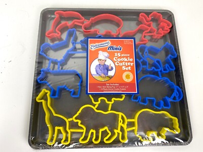 Entenmann's 15 Piece Cookie Cutter Set Includes Baking Tray & 14 Animal Cutters