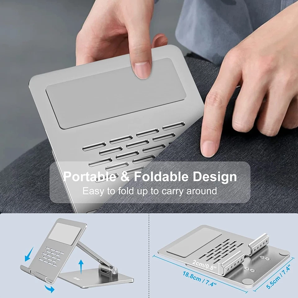 Tablet Stand Aluminum Adjustable Tablet Holder Foldable Desktop Stand iPad Mini - Image 3 of 4