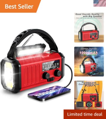 10000mAh Waterproof Emergency Radio - Multi-Function Hand Crank & Solar Charger