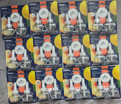 24 Glade Fresh Yuzu & White Peach Plugins Scented Oil Refills, Limited 12 Packs