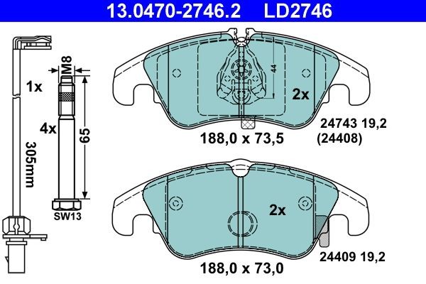 Bremsbelagsatz Scheibenbremse Ate 13.0470-2746.2 (1Satz-1Stk)-image